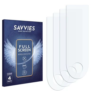 Face avant d’un emballage produit avec le logo de la marque Savvies. À côté se trouve la protection d’écran correspondante.