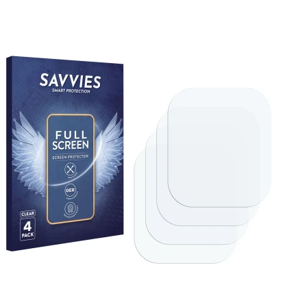 Face avant d’un emballage produit avec le logo de la marque Savvies. À côté se trouve la protection d’écran correspondante.