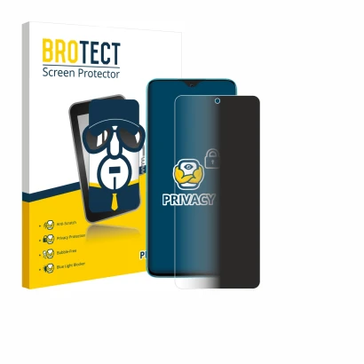 Face avant d’un emballage produit avec le logo de la marque BROTECT. À côté, l’appareil Honor 90 Lite est représenté avec la p