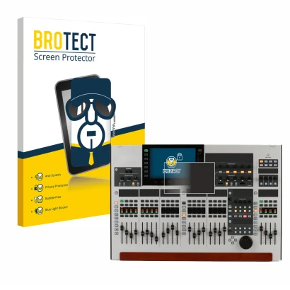 Face avant d’un emballage produit avec le logo de la marque BROTECT. À côté, l’appareil Behringer Wing est représenté avec la 