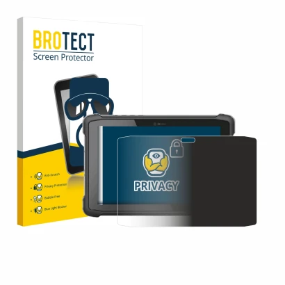 Face avant d’un emballage produit avec le logo de la marque BROTECT. À côté, l’appareil Hematec SolidTab G99 10" est représent