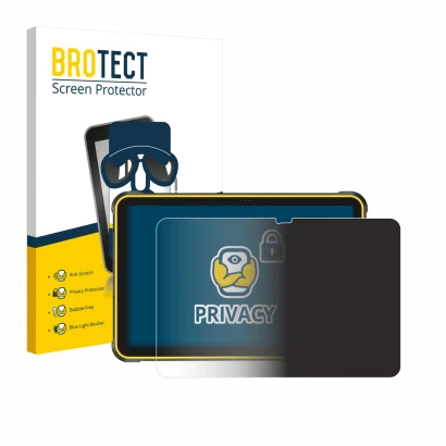 Face avant d’un emballage produit avec le logo de la marque BROTECT. À côté, l’appareil Ulefone RugKing Pad 2 Pro est représen