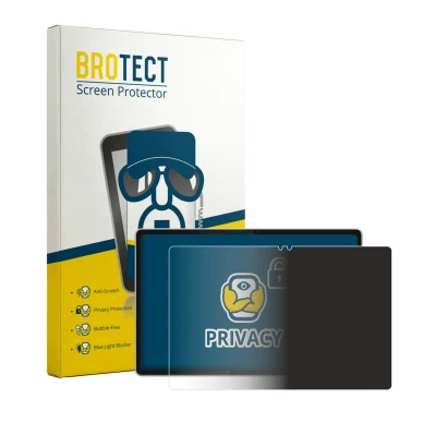 Face avant d’un emballage produit avec le logo de la marque BROTECT. À côté, l’appareil Lenovo Tab Plus Gen 2 est représenté a