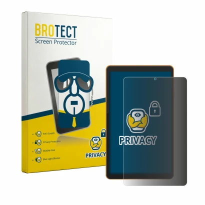 Face avant d’un emballage produit avec le logo de la marque BROTECT. À côté, l’appareil paitanry Tablet 8.7" est représenté av