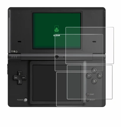 Image de l'appareil Nintendo DSi avec une grande variété de protections d'écran.