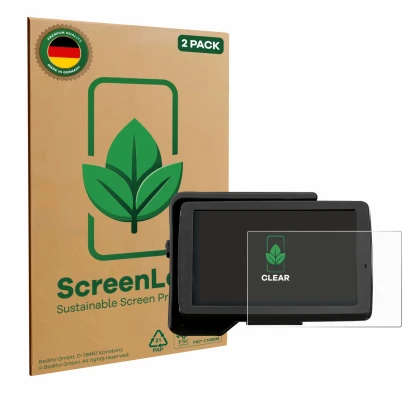 Face avant d’un emballage produit avec le logo de la marque ScreenLeaf. À côté, l’appareil BMW R 1200 GS 2013-2019 Navigator V