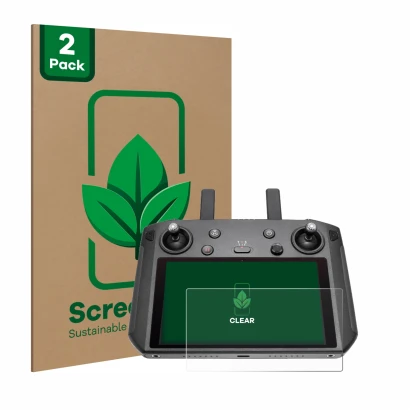 Face avant d’un emballage produit avec le logo de la marque ScreenLeaf. À côté, l’appareil DJI Smart Controller est représenté