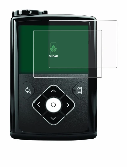 Image de l'appareil Medtronic Minimed 640G avec une grande variété de protections d'écran.
