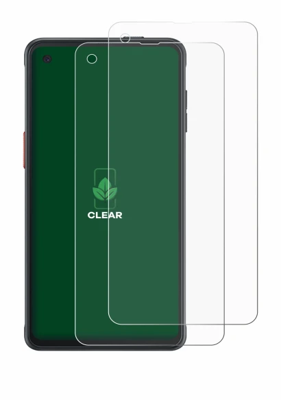 Image de l'appareil Samsung Galaxy XCover Pro avec une grande variété de protections d'écran.