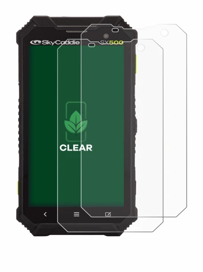 Image de l'appareil SkyCaddie SX500 avec une grande variété de protections d'écran.