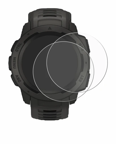 Image de l'appareil Garmin Instinct Solar avec une grande variété de protections d'écran.