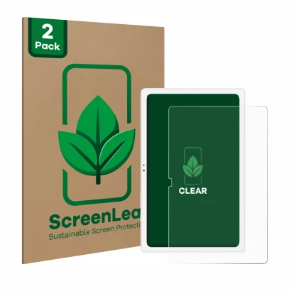 Face avant d’un emballage produit avec le logo de la marque ScreenLeaf. À côté, l’appareil Samsung Galaxy Tab A7 10.4 WiFi 202