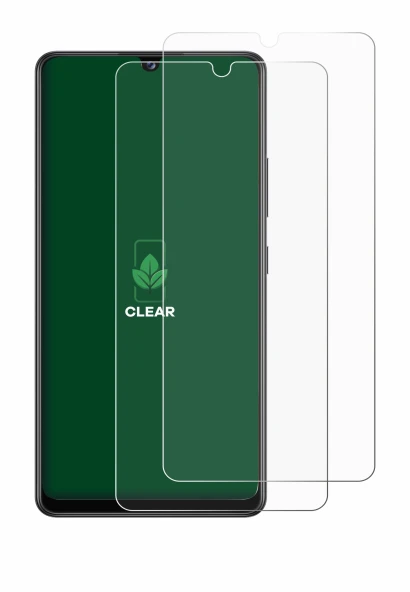 Image de l'appareil Samsung Galaxy A42 5G avec une grande variété de protections d'écran.