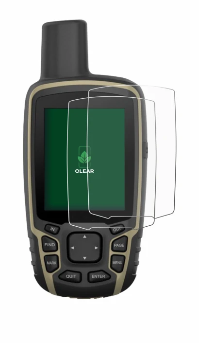 Image de l'appareil Garmin GPSMAP 65s avec une grande variété de protections d'écran.