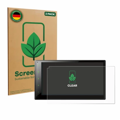 Face avant d’un emballage produit avec le logo de la marque ScreenLeaf. À côté, l’appareil Pioneer SPH-DA160DAB est représenté