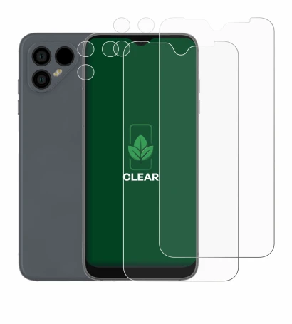 Image de l'appareil Fairphone 4 (Avant+Caméra) avec une grande variété de protections d'écran.
