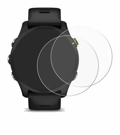 Image de l'appareil Garmin Forerunner 255 avec une grande variété de protections d'écran.