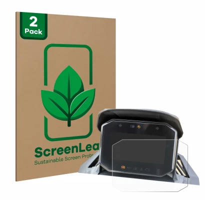 Face avant d’un emballage produit avec le logo de la marque ScreenLeaf. À côté, l’appareil Honda ADV350 4" est représenté avec