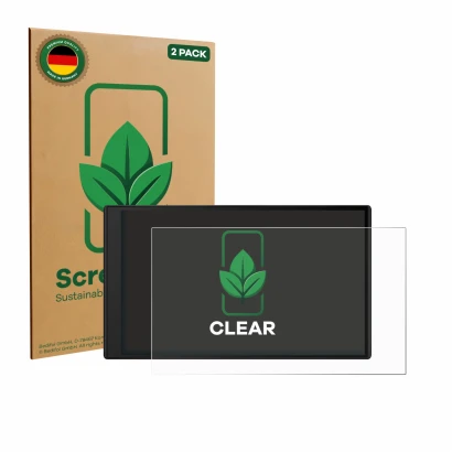 Face avant d’un emballage produit avec le logo de la marque ScreenLeaf. À côté, l’appareil Garmin DriveSmart 76 est représenté