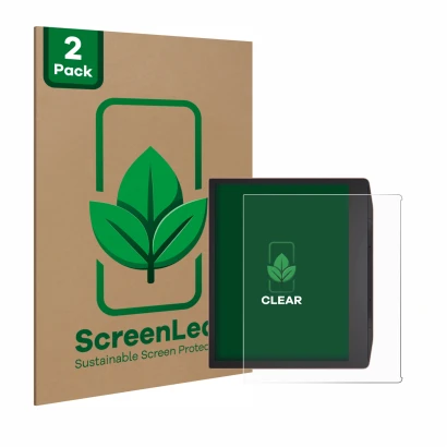 Face avant d’un emballage produit avec le logo de la marque ScreenLeaf. À côté, l’appareil PocketBook Era est représenté avec 