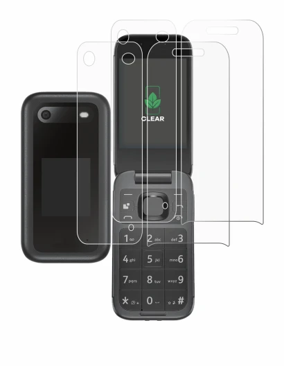 Image de l'appareil Nokia 2660 Flip (Avant+Arrière) avec une grande variété de protections d'écran.