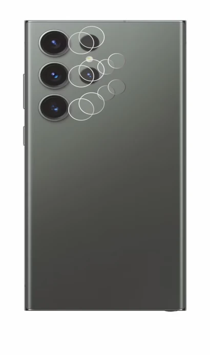 Image de l'appareil Samsung Galaxy S23 Ultra (Caméra UNIQUEMENT) avec une grande variété de protections d'écran.