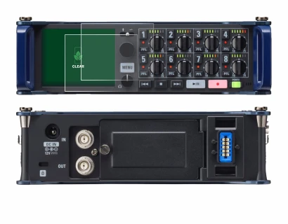 Image de l'appareil Zoom F8 field recorder avec une grande variété de protections d'écran.