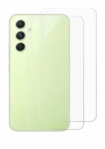 Image de l'appareil Samsung Galaxy A54 5G (Arrière) avec une grande variété de protections d'écran.