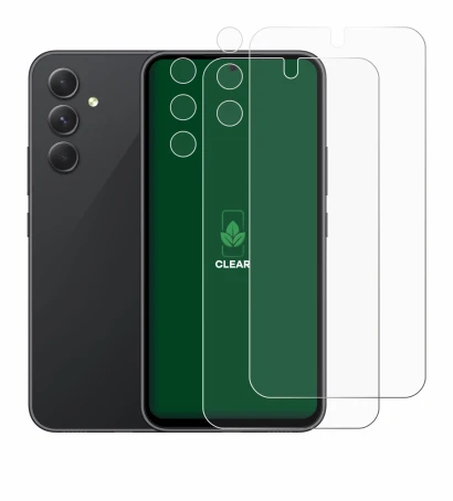 Image de l'appareil Samsung Galaxy A54 5G (Avant+Caméra) avec une grande variété de protections d'écran.