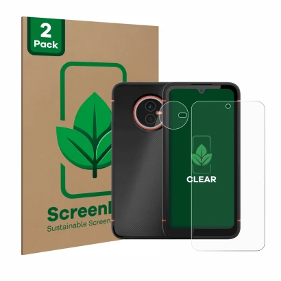Face avant d’un emballage produit avec le logo de la marque ScreenLeaf. À côté, l’appareil Gigaset GX4 (Avant+Caméra) est repr
