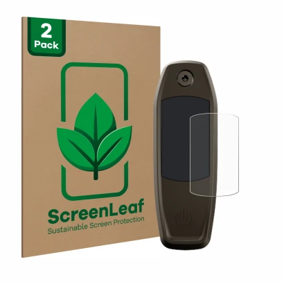 Face avant d’un emballage produit avec le logo de la marque ScreenLeaf. À côté, l’appareil Specialized Mastermind TCU est repr