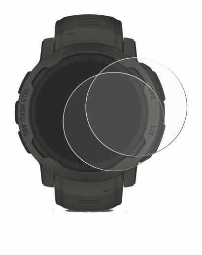 Image de l'appareil Garmin Instinct 2 Solar avec une grande variété de protections d'écran.