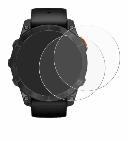 Image de l'appareil Garmin Fenix 7 Pro Solar (47 mm) avec une grande variété de protections d'écran.