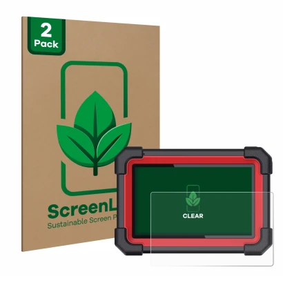 Face avant d’un emballage produit avec le logo de la marque ScreenLeaf. À côté, l’appareil Launch X-431 CRP 919E BT est représ