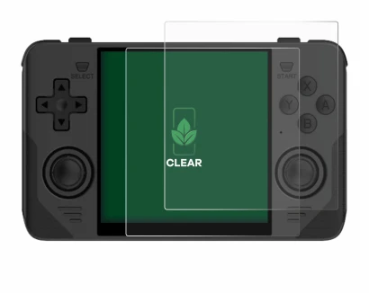 Image de l'appareil Powkiddy RGB30 avec une grande variété de protections d'écran.