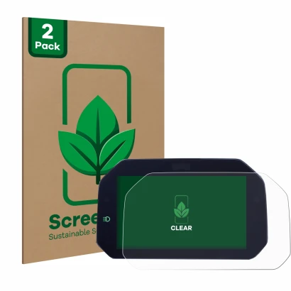 Face avant d’un emballage produit avec le logo de la marque ScreenLeaf. À côté, l’appareil BMW R 1300 GS TFT 6.5" est représen