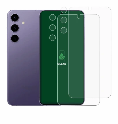 Image de l'appareil Samsung Galaxy S24 (Avant+Caméra) avec une grande variété de protections d'écran.