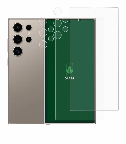 Image de l'appareil Samsung Galaxy S24 Ultra (case-friendly) (Avant+Caméra) avec une grande variété de protections d'écran.