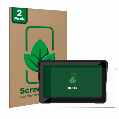 Face avant d’un emballage produit avec le logo de la marque ScreenLeaf. À côté, l’appareil Carpuride W702 7" est représenté av