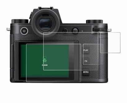 Image de l'appareil Leica SL3 (Affichage + affichage des épaules) avec une grande variété de protections d'écran.