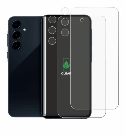 Image de l'appareil Samsung Galaxy A35 5G (Avant+Caméra) avec une grande variété de protections d'écran.
