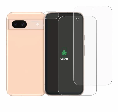 Image de l'appareil Google Pixel 8a (Avant+Caméra) avec une grande variété de protections d'écran.