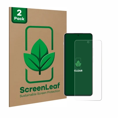 Face avant d’un emballage produit avec le logo de la marque ScreenLeaf. À côté, l’appareil OnePlus Nord 4 est représenté avec 