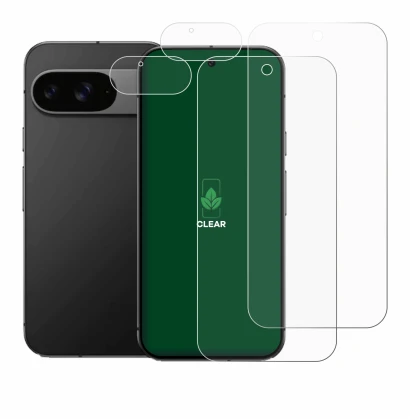 Image de l'appareil Google Pixel 9 (Avant+Caméra) avec une grande variété de protections d'écran.
