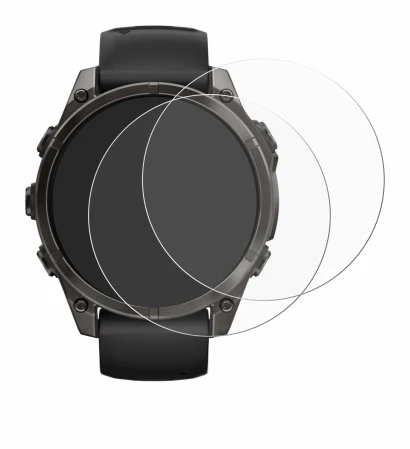 Image de l'appareil Garmin Fenix 8 AMOLED (47 mm) avec une grande variété de protections d'écran.