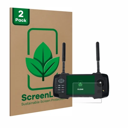 Face avant d’un emballage produit avec le logo de la marque ScreenLeaf. À côté, l’appareil Toslon XR500 est représenté avec la