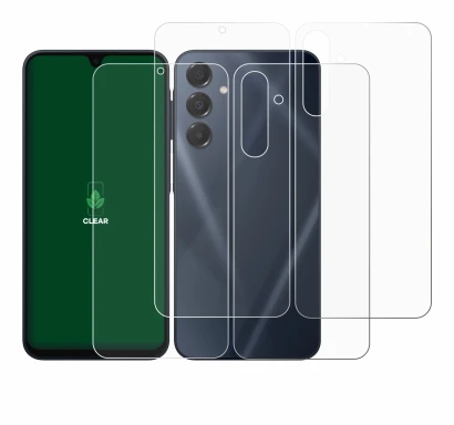 Image de l'appareil Samsung Galaxy A16 5G (Avant+Arrière) avec une grande variété de protections d'écran.