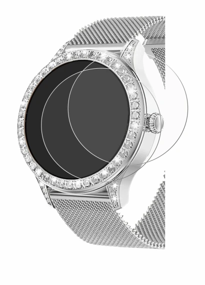 Image de l'appareil Powerwill Smartwatch 1.27" avec une grande variété de protections d'écran.