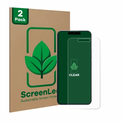 Face avant d’un emballage produit avec le logo de la marque ScreenLeaf. À côté, l’appareil Oukitel P1 est représenté avec la p