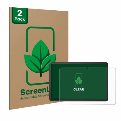 Face avant d’un emballage produit avec le logo de la marque ScreenLeaf. À côté, l’appareil Blackview Tab 60 10.1" est représen